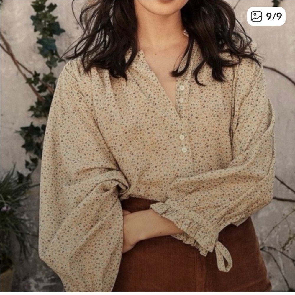 Doen Rose Top Blouse in Mustard California Wildflower